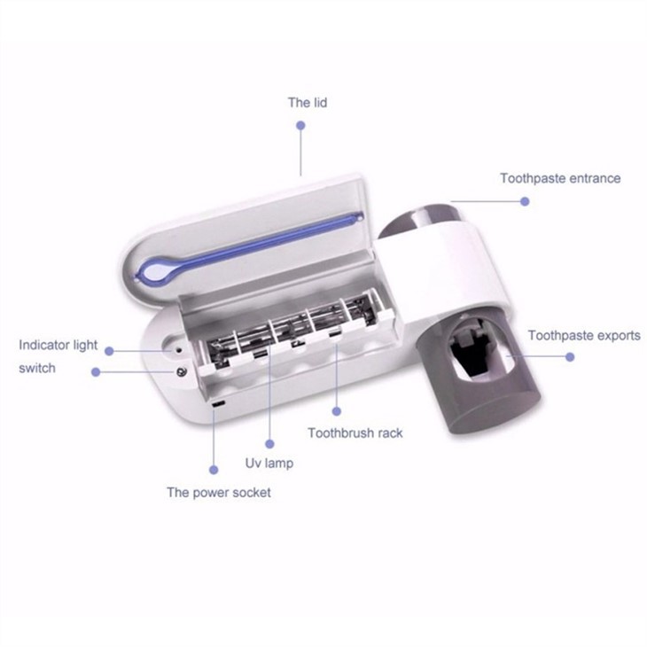 Tandbørste Sanitizer Holder med tandpasta dispenser